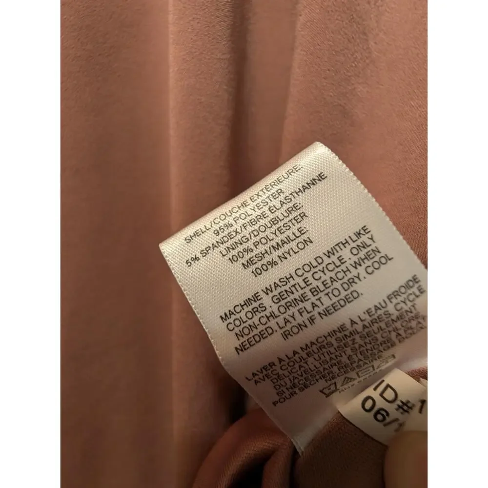 New! Express Ruffle Flutter Sheer Bodycon Vneck Mini Dress Rose Brown Size M - Picture 11 of 11